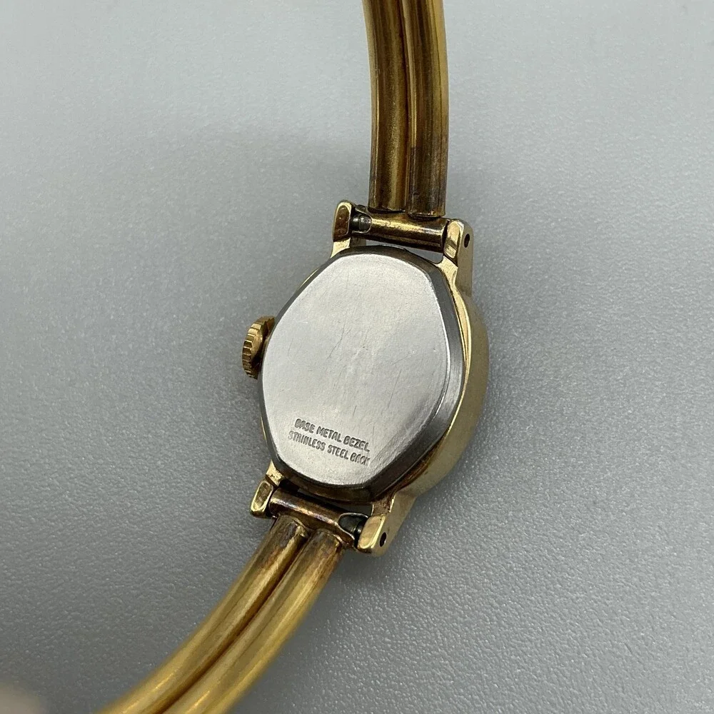 Vintage Timex Womens Watch 16mm Brown Dial Gold Tone Bangle Manual Wind 6.5